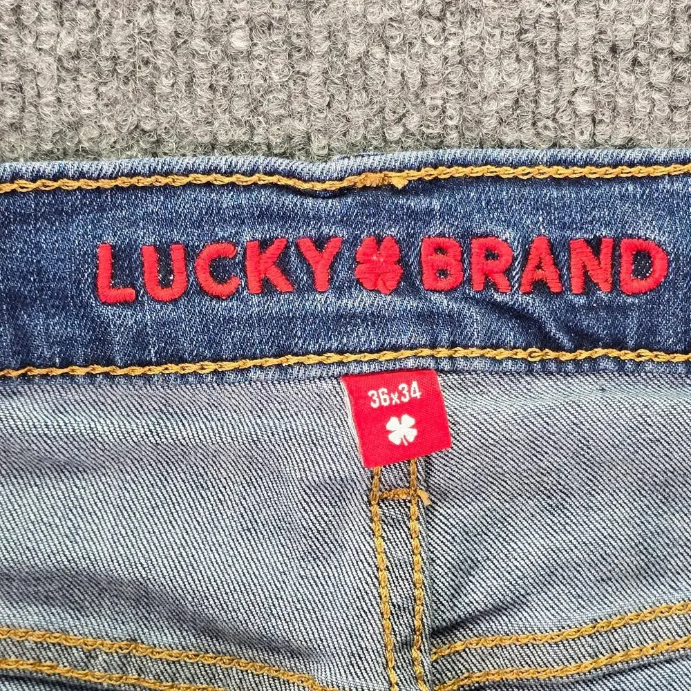 Lucky Brand 410 Jeans 36x34 Medium Wash Blue Denim Athletic Straight Leg Stretch